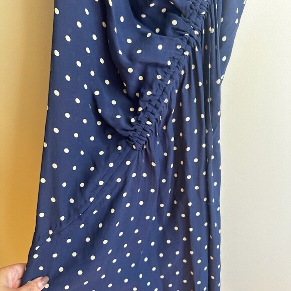 Baum Und Pferdgarten Midi Dress Sz 36 Navy Blue Polka Dot Sleeveless Silk Blend - Picture 9 of 16